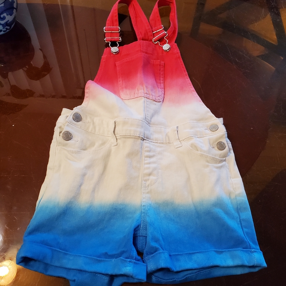 SO brand size 12 girls Denim overall shoets red white blue NWOT